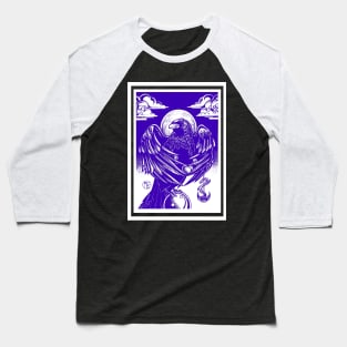 The Raven's Gift - White Outline, Blue Version Baseball T-Shirt